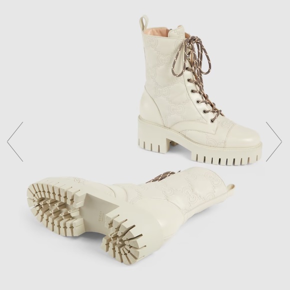 GUCCI WOMEN'S GG MATELASSÉ LACE-UP BOOT - Picture 5 of 5